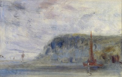 Küste mit Klippen und Booten, zuvor J.M.W. Turner (1775-1851) und auch Peter de Wint (1784-1849) zugeschrieben von English School