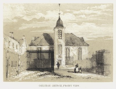 College Kirche, Vorderansicht (Stich) von English School