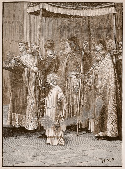 Krönung von Richard in der Westminster Abbey: die Prozession entlang des Ganges, Illustration aus Cassells Illustrierter Geschichte Englands von English School