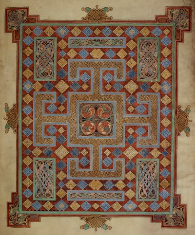 Cotton Nero D. IV, f.138v Teppichseite, die das Lukasevangelium einführt, aus den Lindisfarne Gospels, 710-21 (Pergament) von English School