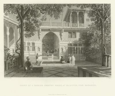 Hof eines türkischen Landhauses, Salahyeh, nahe Damaskus, 1837 von English School