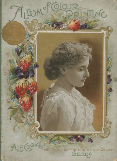 Umschlag des Albums der Farbendrucke von Alf Cooke, Kunstfarbendrucker der Königin von English School