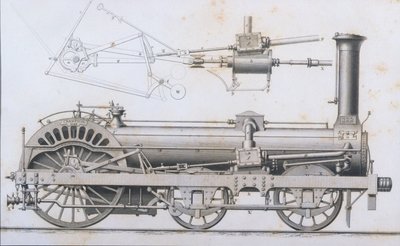 Cramptons Dampflokomotive aus der Enzyklopädie der nützlichen Künste & Manufakturen, herausgegeben von Charles Tomlinson, ca. 1880er Jahre von English School