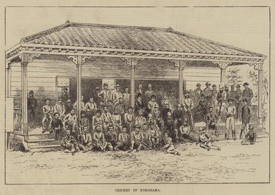 Cricket in Yokohama (Gravur) von English School