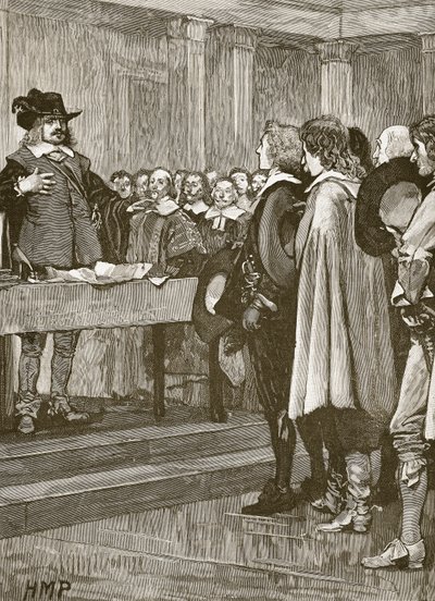Cromwell lehnt die Krone ab, Illustration aus Cassells Illustrierter Geschichte Englands von English School