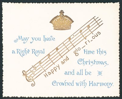 Krone und Musiknoten, Weihnachtskarte von English School