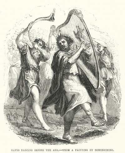 David tanzt vor der Bundeslade, nach einem Gemälde von Domenichino von English School