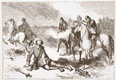 Tod von Gustavus Adolphus, Illustration aus The History of Protestantism von James Aitken Wylie, veröffentlicht 1878 von English School