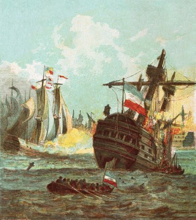 Niederlage der niederländischen Flotte von English School