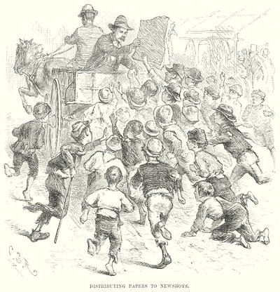 Verteilung von Zeitungen an Zeitungsjungen von English School