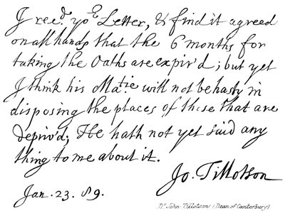 Dr. John Tillotson, Dekan von Canterbury von English School