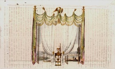Salonfenstervorhang und Arbeitstisch, Tafel 104 aus Ackermann