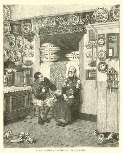 Niederländisches Interieur auf Marken, im Zuiderzee von English School