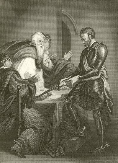 Earl Warrenne rechtfertigt die Titel zu seinen Gütern von English School