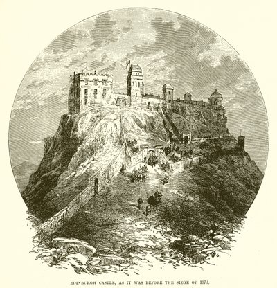 Edinburgh Castle, wie es vor der Belagerung von 1573 war von English School