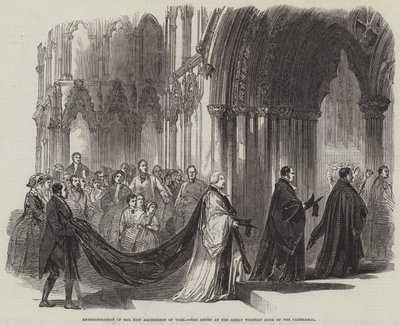 Thronbesteigung des neuen Erzbischofs von York, der Einzug am großen Westportal der Kathedrale von English School