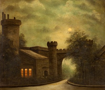 Eingang zum Towneley Park, bei Mondlicht von English School