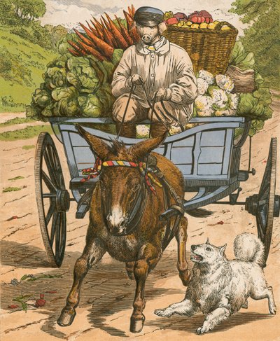Bauer Grunter geht zum Markt in Hog Snorton von English School