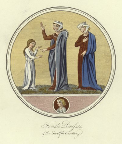 Weibliche Kleider des 12. Jahrhunderts von English School