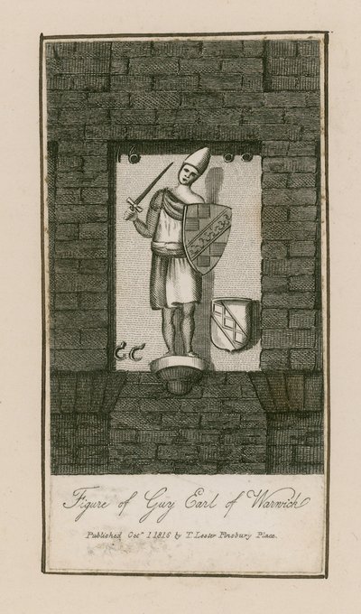 Figur des Guy, Earl of Warwick (Gravur) von English School