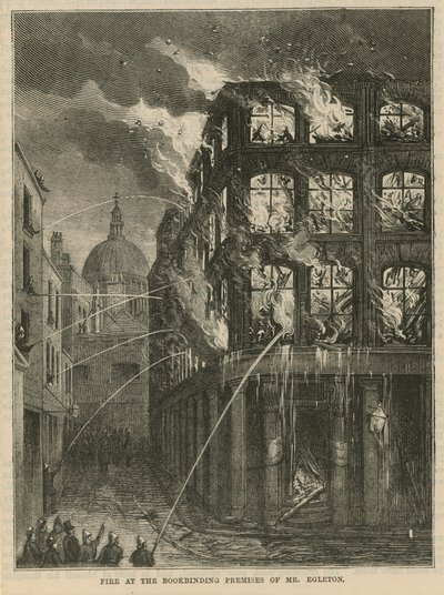 Brand in der Buchbinderei von Mr. Egleton von English School