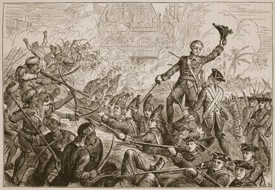 Fletchers Verteidigung des Redoubts bei Tanjore, Illustration aus Cassells Illustrierter Geschichte Indiens von James Grant, veröffentlicht 1879 von English School