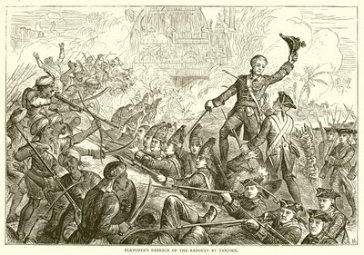 Fletchers Verteidigung des Redoubts bei Tanjore (1771) von English School