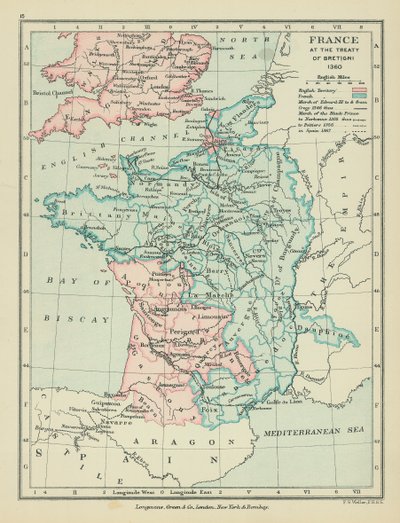 Frankreich beim Vertrag von Bretigni (Farblithografie) von English School