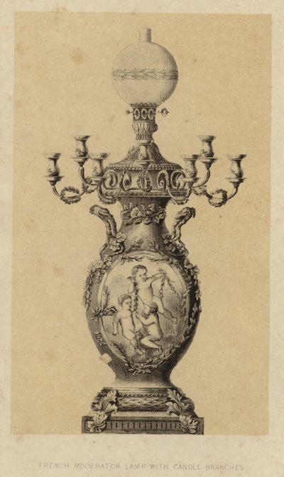 Französische Moderatorenlampe mit Kerzenzweigen von English School