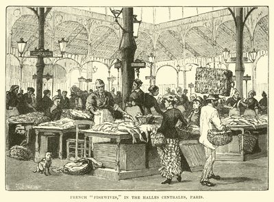 Französische Fischweiber in den Halles Centrales, Paris von English School