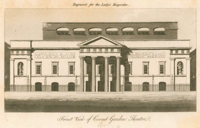 Vorderansicht des Covent Garden Theaters, London (Gravur) von English School