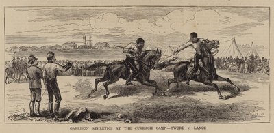 Garnisonsathletik im Curragh Camp, Schwert gegen Lanze (Gravur) von English School