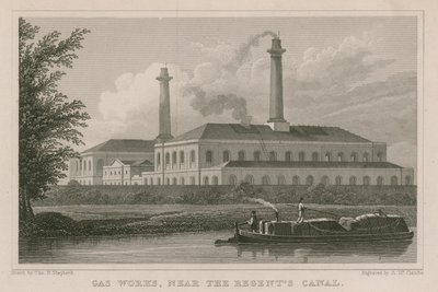 Gaswerke in der Nähe des Regents Canal, London von English School