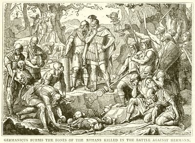 Germanicus begräbt die Gebeine der in der Schlacht gegen Hermann getöteten Römer von English School