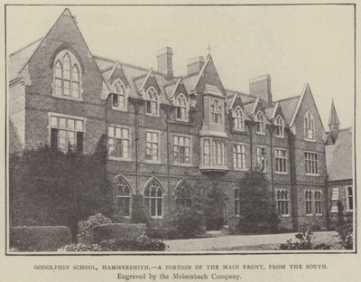 Godolphin School, Hammersmith, ein Teil der Hauptfront, von Süden (Gravur) von English School