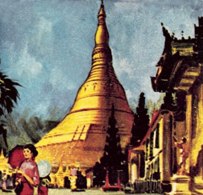 Goldene Pagode in Rangun von English School