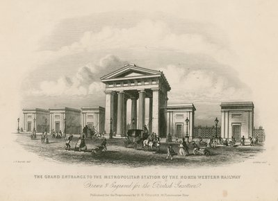 Großer Eingang zur Metropolitan Station der North Western Railway, London von English School