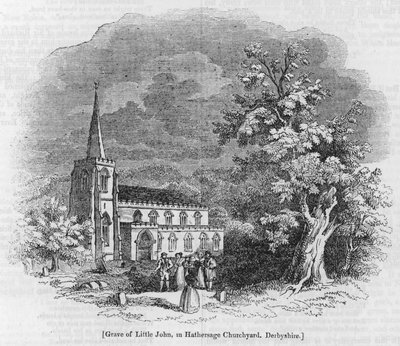 Grab von Little John, auf dem Kirchhof von Hathersage, Derbyshire (Gravur) von English School