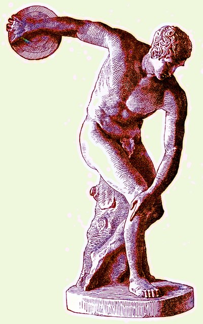 Griechischer Athlet, der den Diskus wirft, Illustration aus Cassells Illustrierter Universalgeschichte von Edward Ollier, 1890 von English School