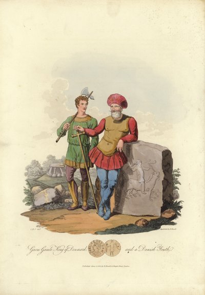 Gurm Gamle, König von Dänemark, und ein dänischer Jugendlicher von English School