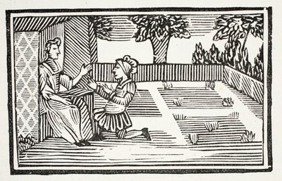 Guy umwirbt Fair Phillis, Illustration aus Chap-books des achtzehnten Jahrhunderts von John Ashton, veröffentlicht 1882 von English School