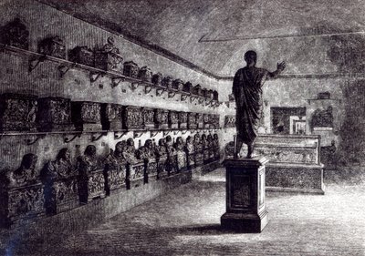 Halle des Arringatore, Etruskisches Museum, Florenz von English School