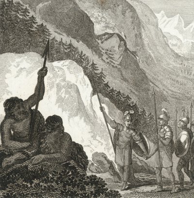 Hannibal am Fuße der Alpen (Gravur) von English School