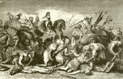 Hannibals Truppen plündern ihre toten Feinde nach der Schlacht von Cannae von English School