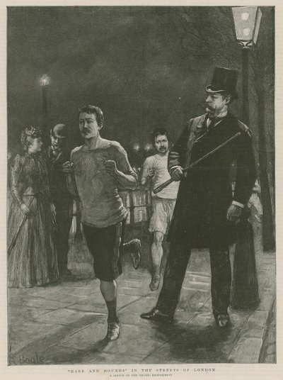 Hasen und Hunde in den Straßen von London von English School