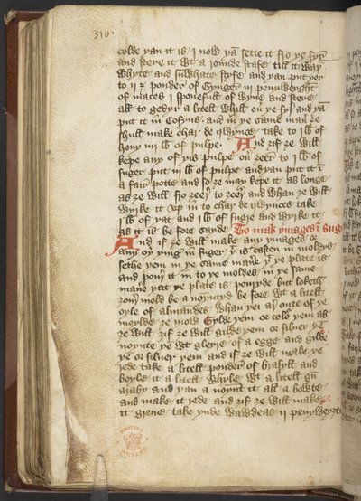 Medizinische und kulinarische Rezepte (ca. 1395) von English School