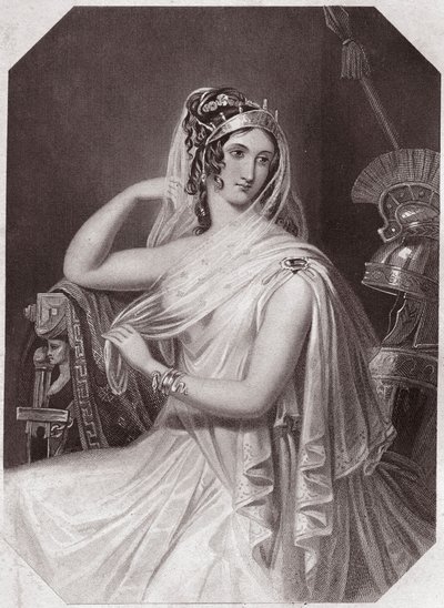 Helena, Frau von Menelaos (Die Geschichte von Troilus und Cressida) in - „Galerie des femmes de Shakespeare, Sammlung von fünfundvierzig ernsten Porträts der ersten Künstler Londons, bereichert mit kritischen und literarischen Hinweisen“ um 1838 - aus „Gal von English School