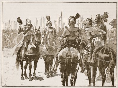 Heinrich und die gefangenen französischen Offiziere, Illustration aus Cassells Illustrierter Geschichte Englands von English School