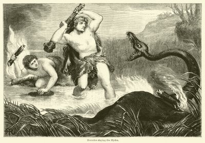 Herkules tötet die Hydra (Gravur) von English School