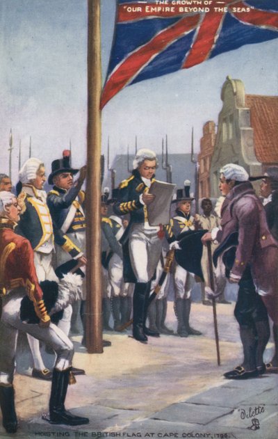 Hissen der britischen Flagge in der Kapkolonie, 1796 von English School